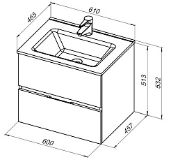 Aquanet Мебель для ванной Алвита New 60 2 ящика подвесная серая матовая – фотография-20